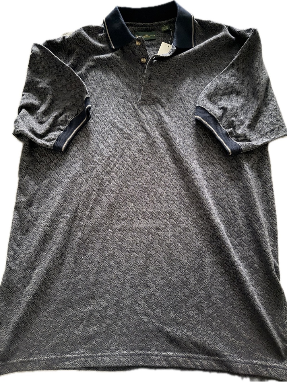 Hill and Archer Navy Textured Polo with Contrast Collar - Picture 2 of 4